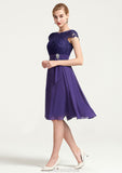 Sleeveless Bateau Knee-Length A-line/Princess Chiffon Bridesmaid Dresses With Rhinestone Appliqued Sashes Alyson STKP0025496