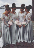 Sweetheart A-Line/Princess Sweep Train Elastic Satin Bridesmaid Dresses With Lace Sarai STKP0025524