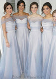 Off-The-Shoulder A-Line/Princess Long/Floor-Length Tulle Bridesmaid Dresses Alana STKP0025532