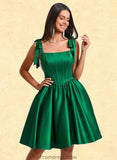 Mila Ball-Gown/Princess Straight Short Satin Homecoming Dress With Bow STKP0025645