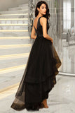 Brooklyn A-line V-Neck Asymmetrical Satin Tulle Homecoming Dress With Beading STKP0020533