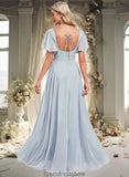 Helen A-line Square Asymmetrical Chiffon Bridesmaid Dress STKP0025796