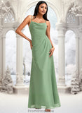 Yadira A-line Cowl Floor-Length Chiffon Bridesmaid Dress STKP0025741