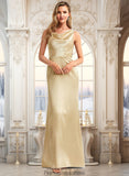 Aylin A-line Cowl Floor-Length Stretch Satin Bridesmaid Dress STKP0025764