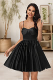 Bella A-line Sweetheart Short/Mini Satin Homecoming Dress STKP0020497