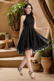 Naomi A-line Scoop Asymmetrical Chiffon Homecoming Dress With Pleated STKP0020513