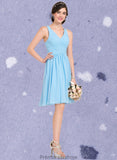 Daniela A-line V-Neck Knee-Length Chiffon Homecoming Dress With Ruffle STKP0025703