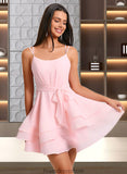 Rosalyn A-line Scoop Mini Chiffon Homecoming Dress With Pleated STKP0025675