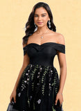 Kenya A-line Off the Shoulder Short Tulle Lace Homecoming Dress With Embroidered STKP0025720