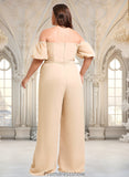 Miley Jumpsuit/Pantsuit Off the Shoulder Square Floor-Length Chiffon Bridesmaid Dress STKP0025791