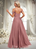 Joan A-line Cold Shoulder Asymmetrical Chiffon Bridesmaid Dress STKP0025823