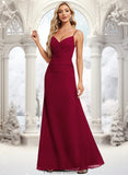 Cassie Trumpet/Mermaid V-Neck Floor-Length Chiffon Bridesmaid Dress STKP0025825