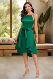 Aubrey A-line Square Knee-Length Satin Homecoming Dress With Bow Ruffle STKP0020520