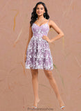 Kianna A-line V-Neck Short Lace Homecoming Dress With Embroidered STKP0025697