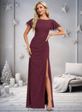 Summer A-line Boat Neck Floor-Length Chiffon Bridesmaid Dress With Ruffle STKP0025827