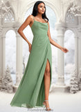 Yadira A-line Cowl Floor-Length Chiffon Bridesmaid Dress STKP0025741