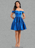 Essence Ball-Gown/Princess Off the Shoulder Short Satin Homecoming Dress STKP0025680