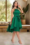 Aubrey A-line Square Knee-Length Satin Homecoming Dress With Bow Ruffle STKP0020520