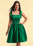 Mila Ball-Gown/Princess Straight Short Satin Homecoming Dress With Bow STKP0025645