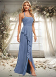 Katelynn A-line Halter Floor-Length Chiffon Bridesmaid Dress STKP0025799