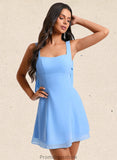 Jaelynn A-line Square Mini Chiffon Homecoming Dress With Bow STKP0025661