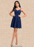 Addison A-line V-Neck Short Chiffon Homecoming Dress STKP0025641