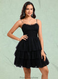 Alessandra Ball-Gown/Princess Scoop Short Tulle Homecoming Dress With Pleated Ruffle STKP0025648