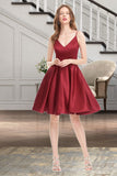 Serenity A-line V-Neck Short/Mini Satin Homecoming Dress STKP0020542