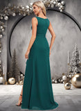 Imani A-line Scoop Floor-Length Chiffon Bridesmaid Dress With Ruffle STKP0025814