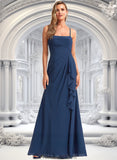 Guadalupe A-line Square Floor-Length Chiffon Bridesmaid Dress With Ruffle STKP0025732