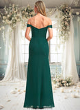 Cara A-line Off the Shoulder Floor-Length Chiffon Bridesmaid Dress STKP0025744