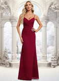 Cassie Trumpet/Mermaid V-Neck Floor-Length Chiffon Bridesmaid Dress STKP0025825