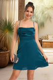 Jordyn A-line Cowl Short/Mini Silky Satin Homecoming Dress STKP0020477