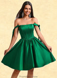 Mila Ball-Gown/Princess Straight Short Satin Homecoming Dress With Bow STKP0025645