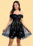 Kenya A-line Off the Shoulder Short Tulle Lace Homecoming Dress With Embroidered STKP0025720