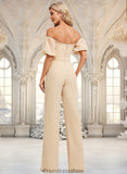 Miley Jumpsuit/Pantsuit Off the Shoulder Square Floor-Length Chiffon Bridesmaid Dress STKP0025791