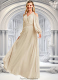 Renee A-line Cold Shoulder Floor-Length Chiffon Bridesmaid Dress STKP0025760