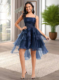 Journey Ball-Gown/Princess Straight Asymmetrical Organza Homecoming Dress With Sequins Appliques Lace STKP0025652