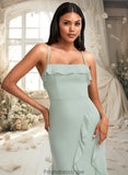 Aryana A-line Square Floor-Length Chiffon Bridesmaid Dress With Ruffle STKP0025735