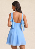 Jaelynn A-line Square Mini Chiffon Homecoming Dress With Bow STKP0025661