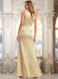 Aylin A-line Cowl Floor-Length Stretch Satin Bridesmaid Dress STKP0025764