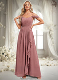 Joan A-line Cold Shoulder Asymmetrical Chiffon Bridesmaid Dress STKP0025823