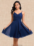 Addison A-line V-Neck Short Chiffon Homecoming Dress STKP0025641