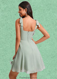 Mckayla A-line Square Short Chiffon Homecoming Dress With Bow STKP0025655