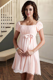 Piper A-line Square Short/Mini Chiffon Satin Homecoming Dress With Beading Bow Ruffle STKP0020597