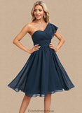 Shania A-line One Shoulder Knee-Length Chiffon Homecoming Dress With Ruffle STKP0025722