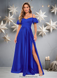 Nan A-line Off the Shoulder Sweetheart Floor-Length Satin Prom Dresses STKP0025852