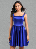 Phoenix A-line Square Short Satin Homecoming Dress With Bow STKP0025672