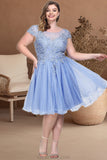 Amara A-line Scoop Short/Mini Tulle Homecoming Dress With Beading Appliques Lace STKP0020547