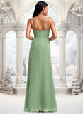 Yadira A-line Cowl Floor-Length Chiffon Bridesmaid Dress STKP0025741